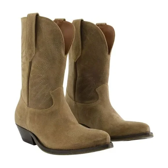 Wish Star Low Ankle Boots - Golden Goose Deluxe Brand - Leather - Khaki - Picture 2 of 2